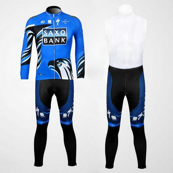 2012 Maillot SaxoBank Tirantes Mangas Cortas Azul